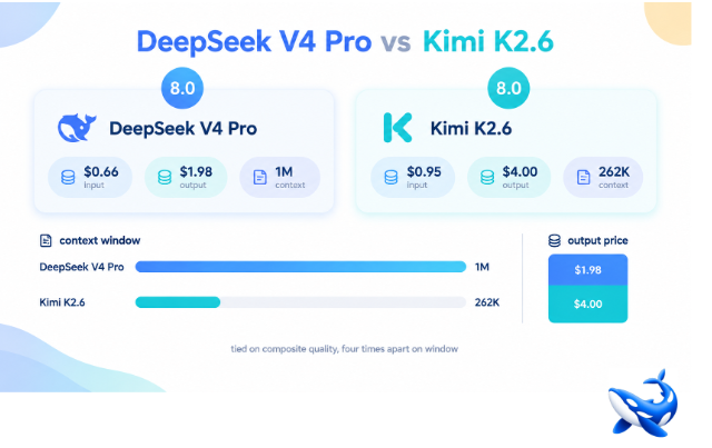 DeepSeek V4 Pro vs Kimi K2.6: Two 8.0 Scores, Twice the Output Price